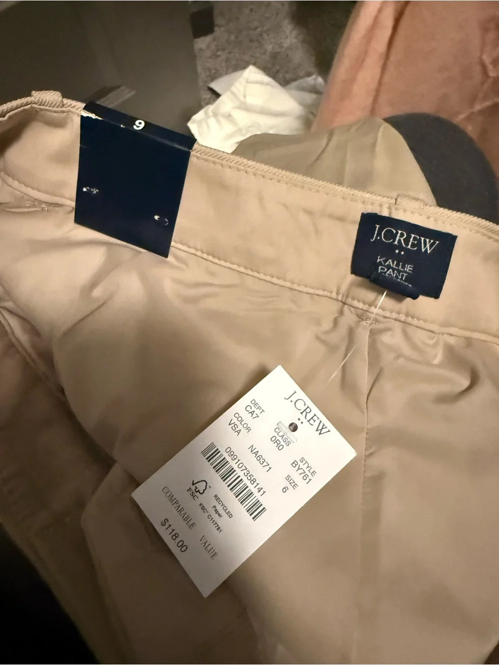 J.Crew Kallie Linen-Blend Straight Leg Pants in beige tan color